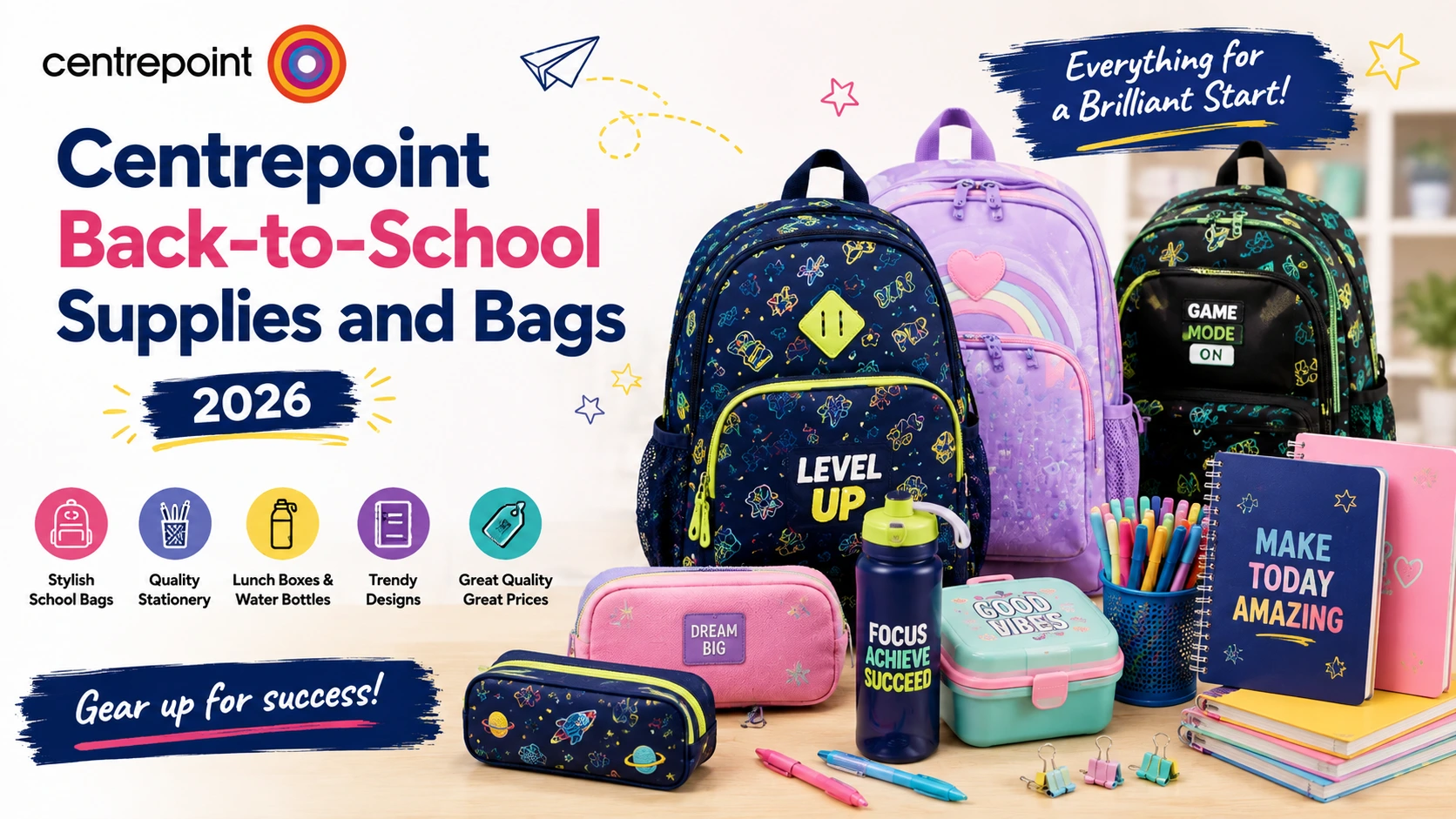 Back to School Supplies and Bags from Centrepoint