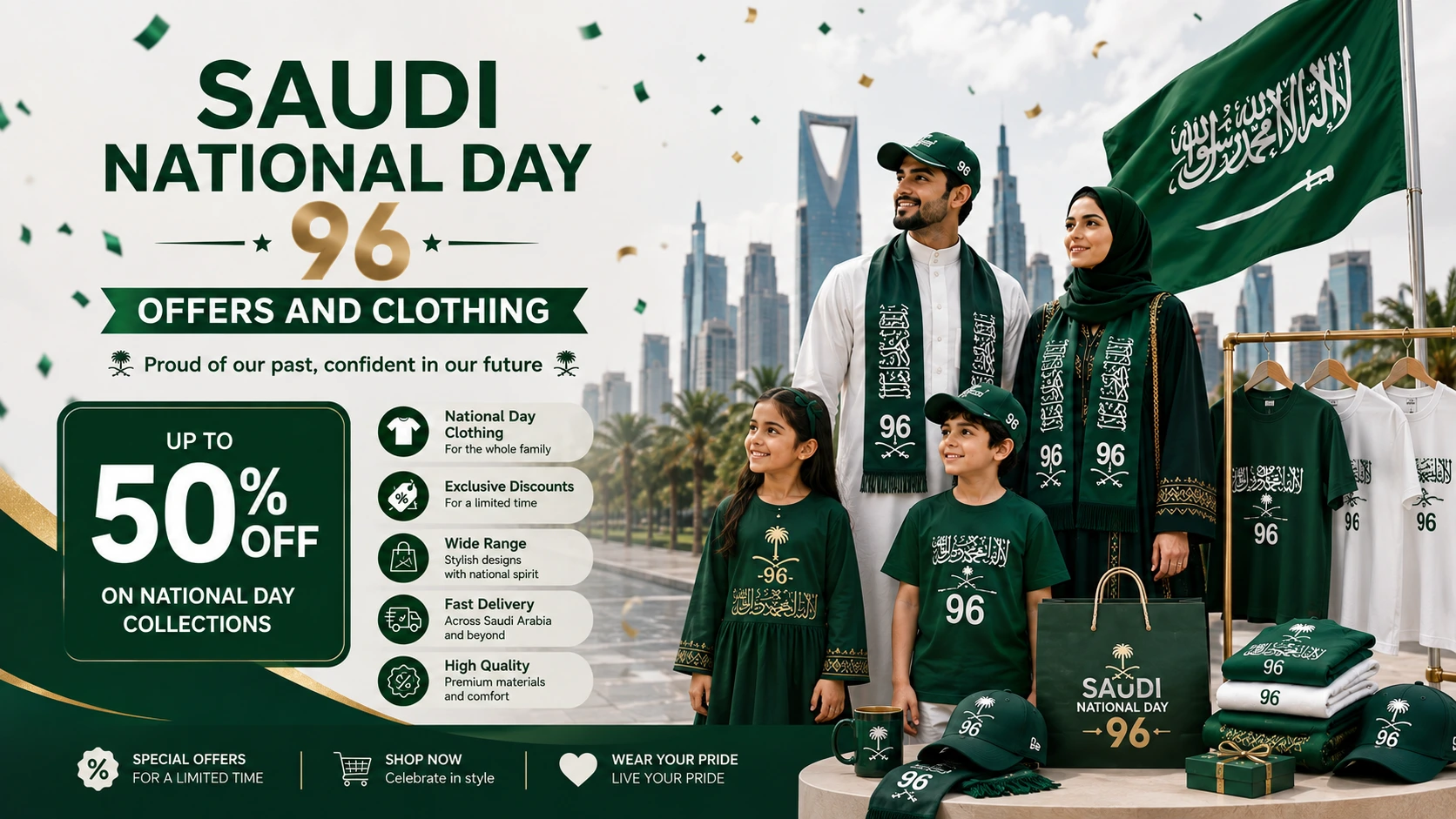 Saudi National Day 96 Offers and Clothing: Discounts and Deals 2026