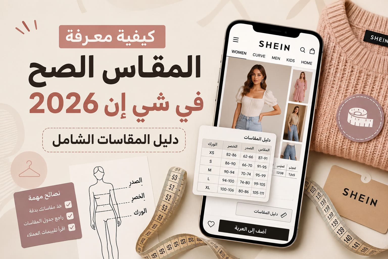 كيفية معرفة المقاس الصح في شي إن 2026 – دليل المقاسات الشامل
